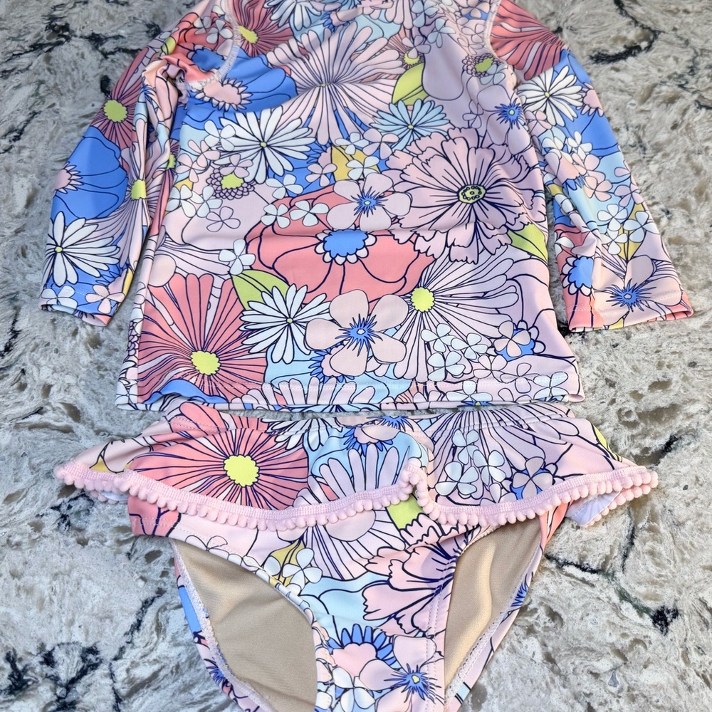 Shade Critters Palm Beach Boutique 2pc Rash Guard Floral Print